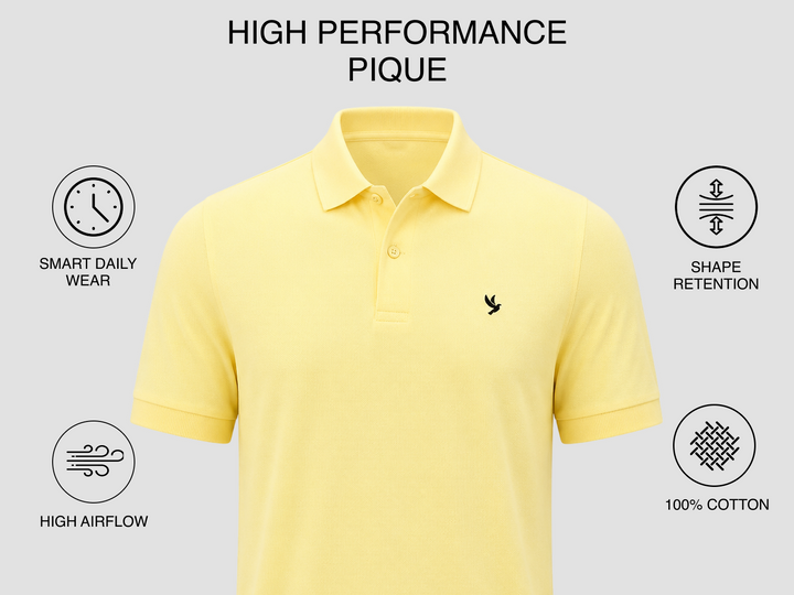 Pure Cotton, Piqué Polo  - Primary Yellow