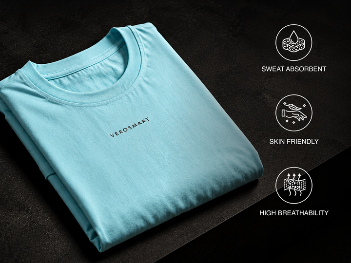 Breathable Graphic Oversize Tee - Aqua Blue