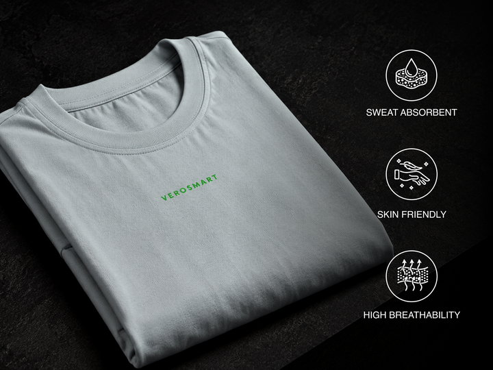 Breathable Graphic Oversize Tee - Light Grey