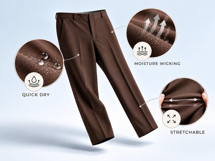Quick Dry Formal Trousers - Dark Brown