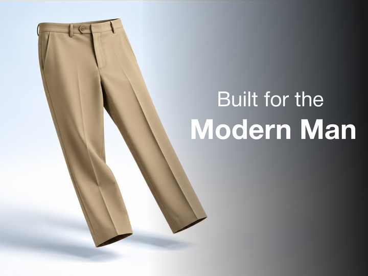 Pure Cotton Smart Casual Trousers - Beige