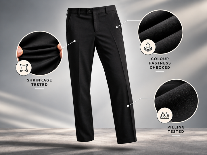 Pure Cotton Smart Casual Trousers - Black