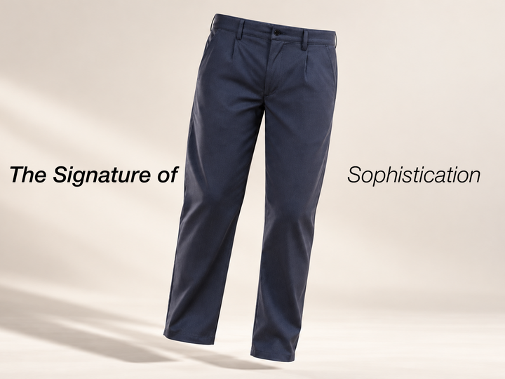 All Day Comfort Easy to Iron Cotton Lyocell Stretch Trouser - Blue