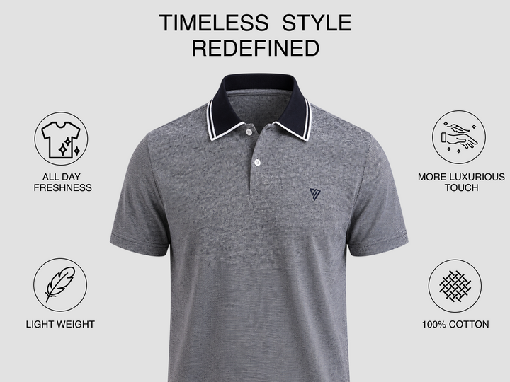 Henley Textured Polo - Brushed Grey