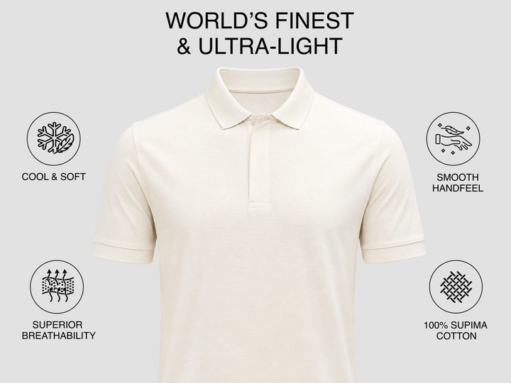 Nadal UltraLight Polo Supima Super Fine Cotton - OFF WHITE
