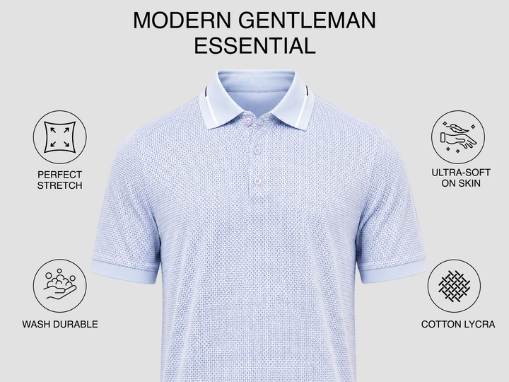 Origin Classic Form Polo - Light Blue Printed