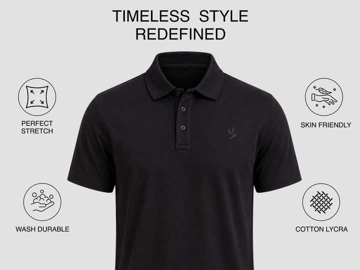 Oxford FlexEdge Cotton Polo - BLACK