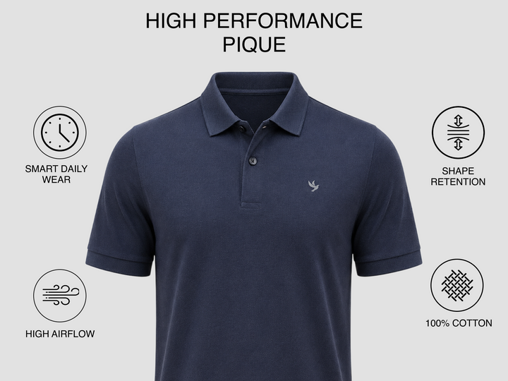 Piquadro Cotton Polo Tee - Dark Navy