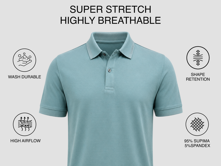Princeton Flex Pique Polo - Blue
