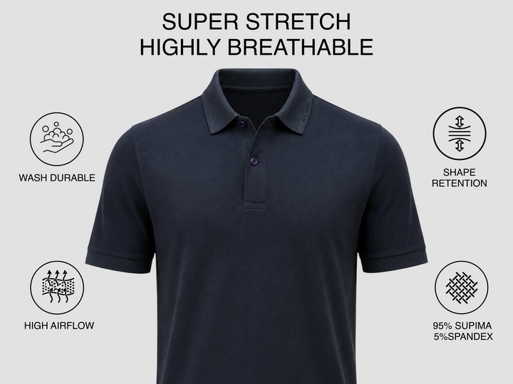 Princeton Flex Pique Polo - Dark Navy