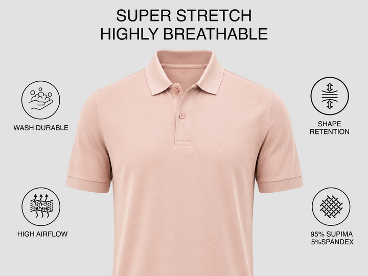 Princeton Flex Pique Polo - Dusky Pink