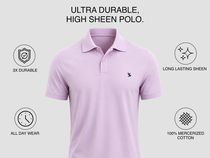 Sterling Endurance Lustre 100% Mercerised Cotton Polo - Lavender