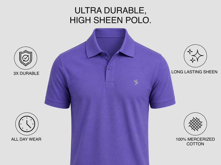 Sterling Endurance Lustre 100% Mercerised Cotton Polo- Purple