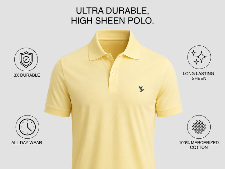 Sterling Endurance Lustre 100% Mercerised Cotton Polo - Yellow