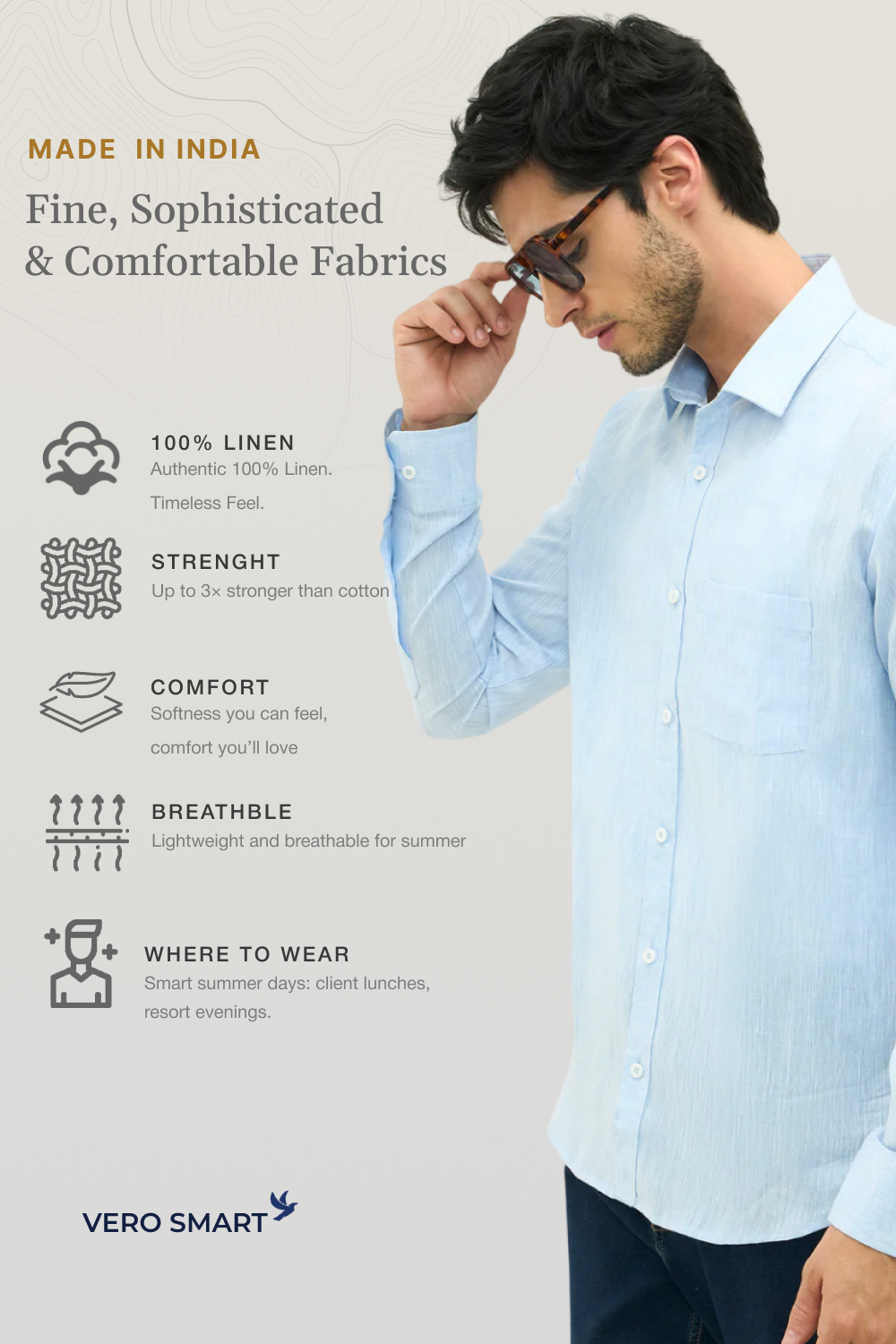 Azure Linen Sky Blue Linen Shirts Regular Fit
