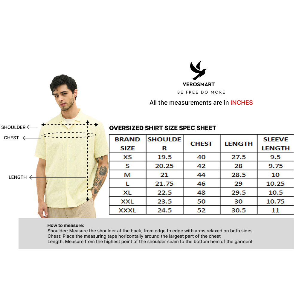 Heritage Embroidered Yellow Casual Shirts Oversized Fit
