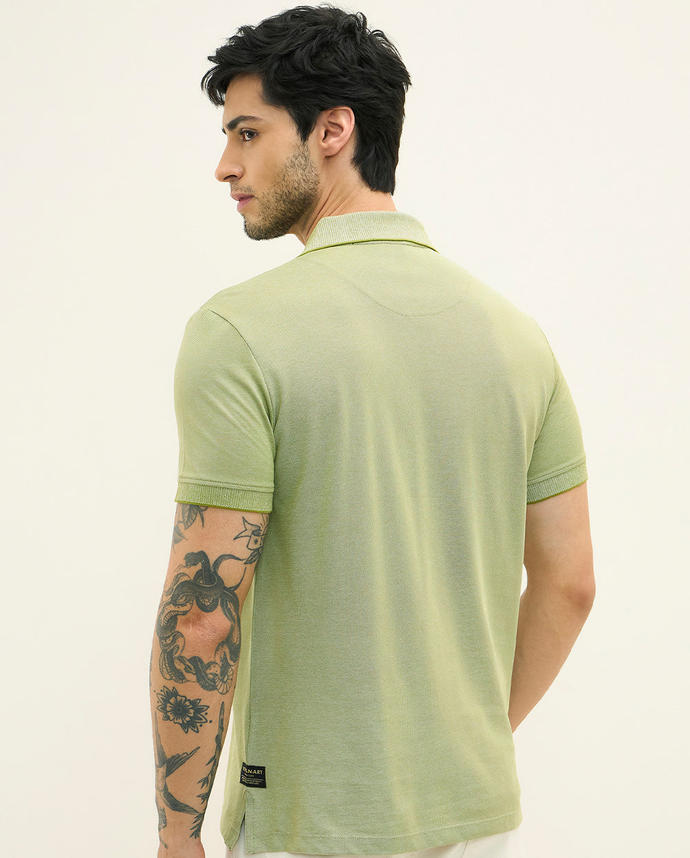 Bird Eye Weave Green Polo-T-Shirt Regular Fit