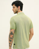Bird Eye Weave Green Polo-T-Shirt Regular Fit