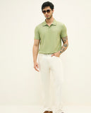Bird Eye Weave Green Polo-T-Shirt Regular Fit
