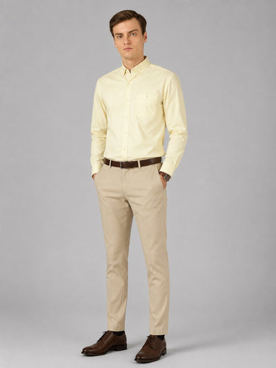 Novus Regular Fit Cotton Formal Shirt - Light Yellow