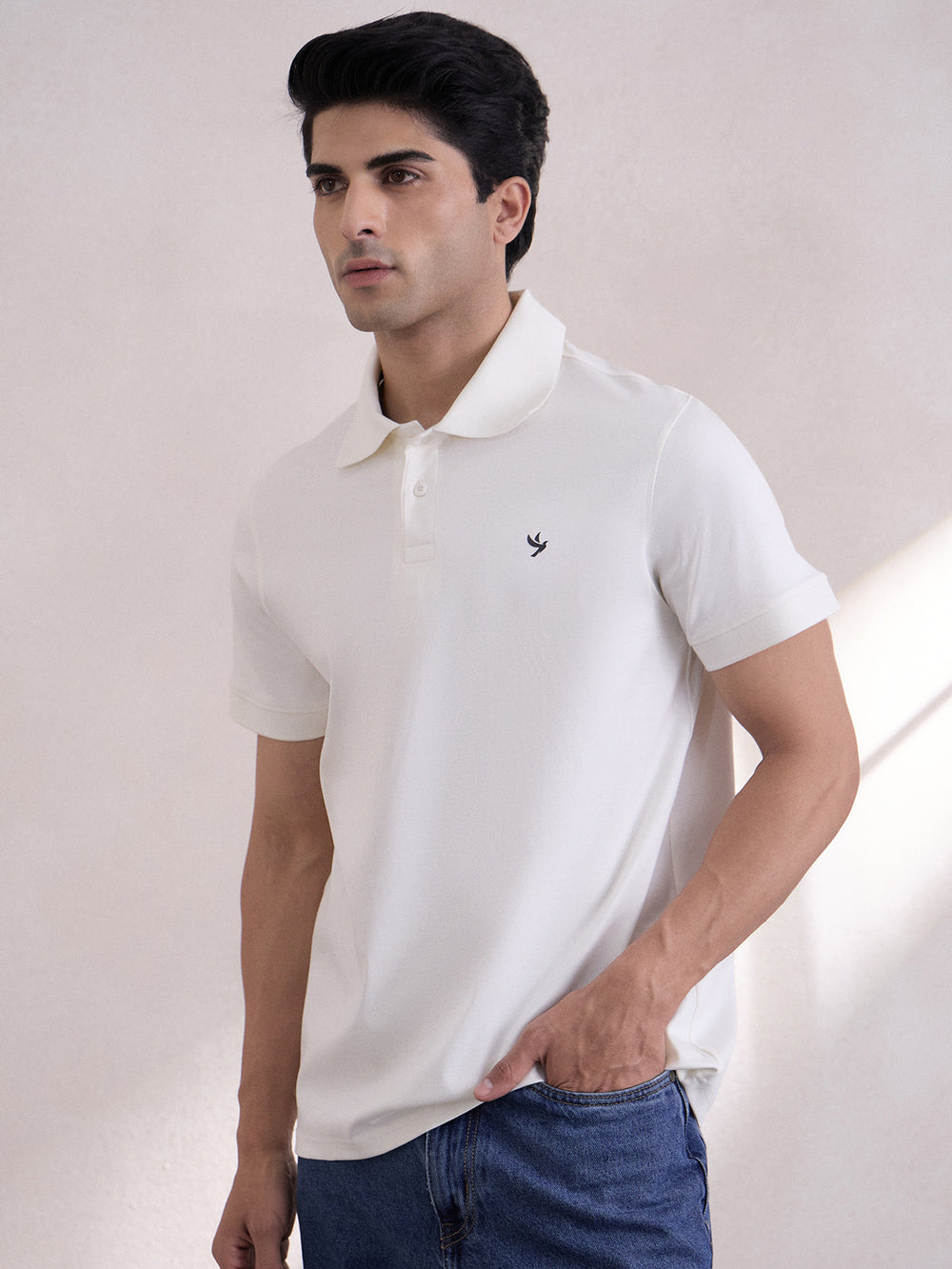 Super Durable Long Sheen Polo T-Shirt - White