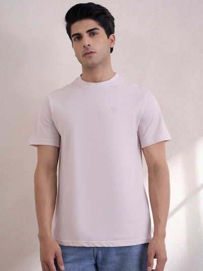 100% Pure Cotton Regular-Fit Crew Neck T-Shirt - Light Pink