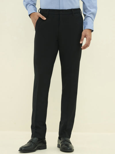 Smart Waist Stretch Max Comfort Fit Formal Trousers - Black