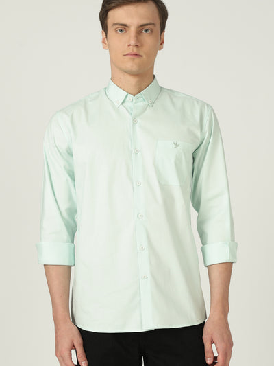 Ultrasoft Stretchable Regular-Fit Cotton Formal Shirt - Light Green
