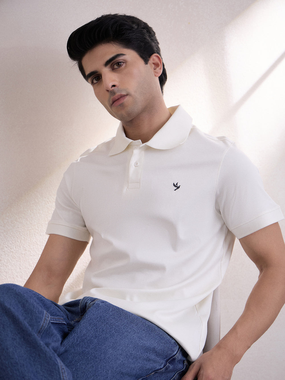 Super Durable Long Sheen Polo T-Shirt - White - Verosmart