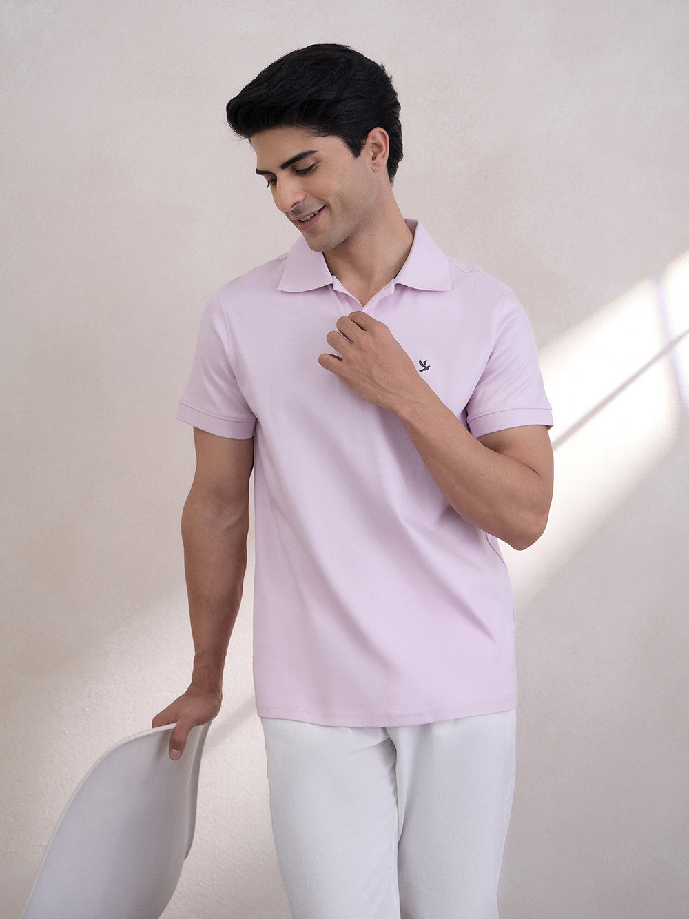 Polo T-Shirt With White Pant - Lavender