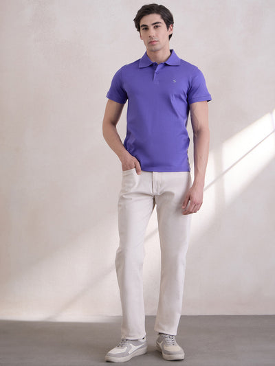 Super Durable Long Sheen Regular-Fit Polo T-Shirt - Purple