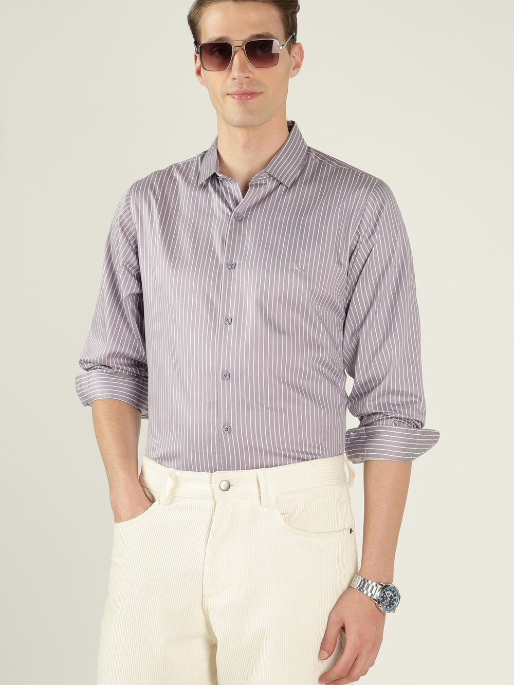 Finest Cotton Formal Shirt - Purple Stripe - Verosmart