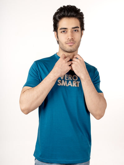 High Durable Quick Dry Skinny Fit Crew Neck Tee - Teal