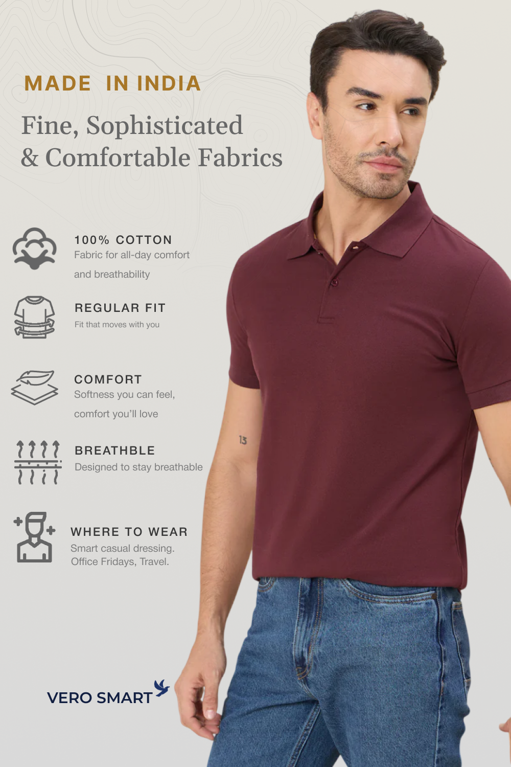 Piquaro Dusky Red Polo-T-Shirt Regular Fit