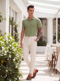 Bird Eye Weave Green Polo-T-Shirt Regular Fit