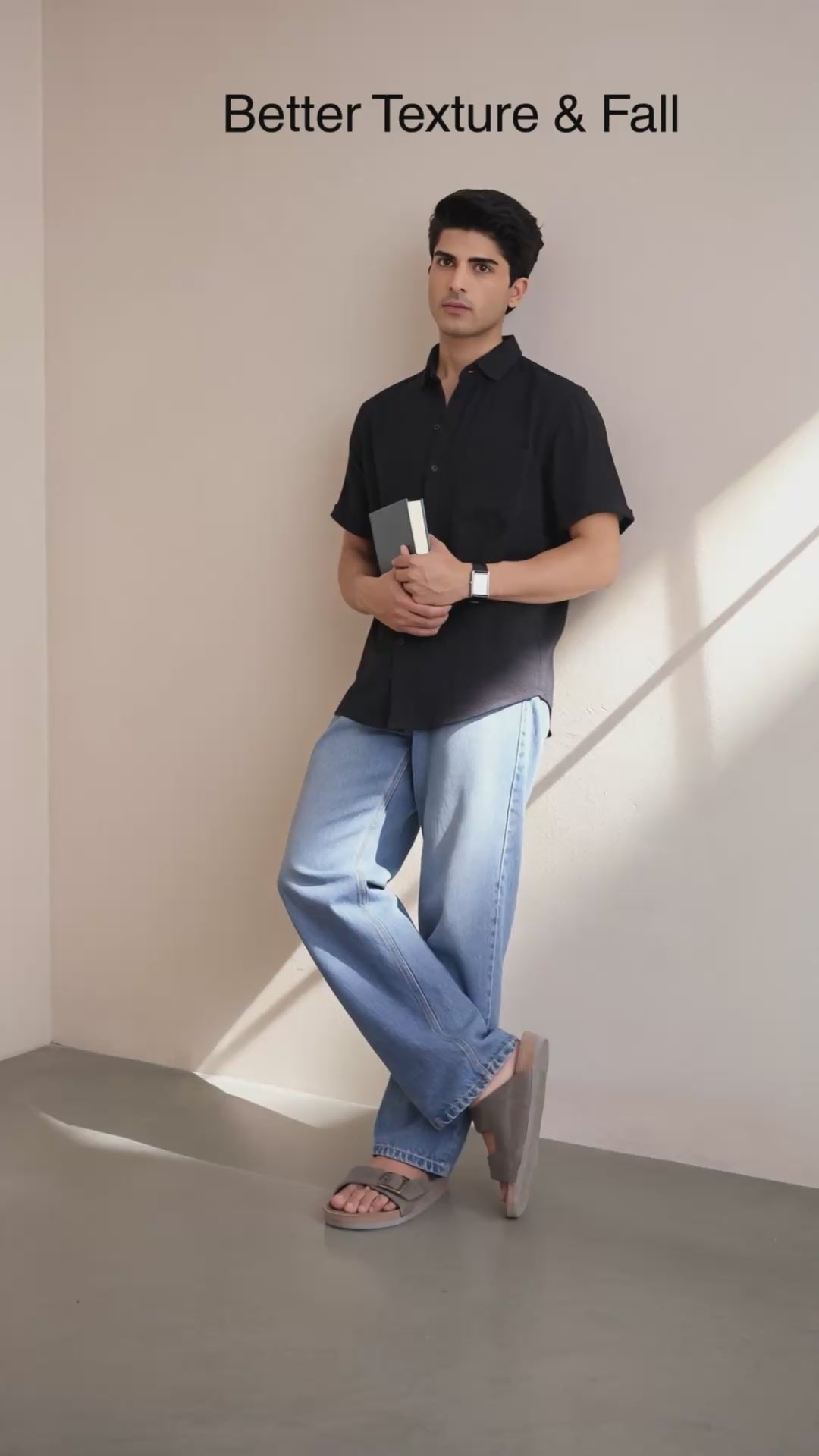 Super Smooth Textured Double Cloth Shirt - Black