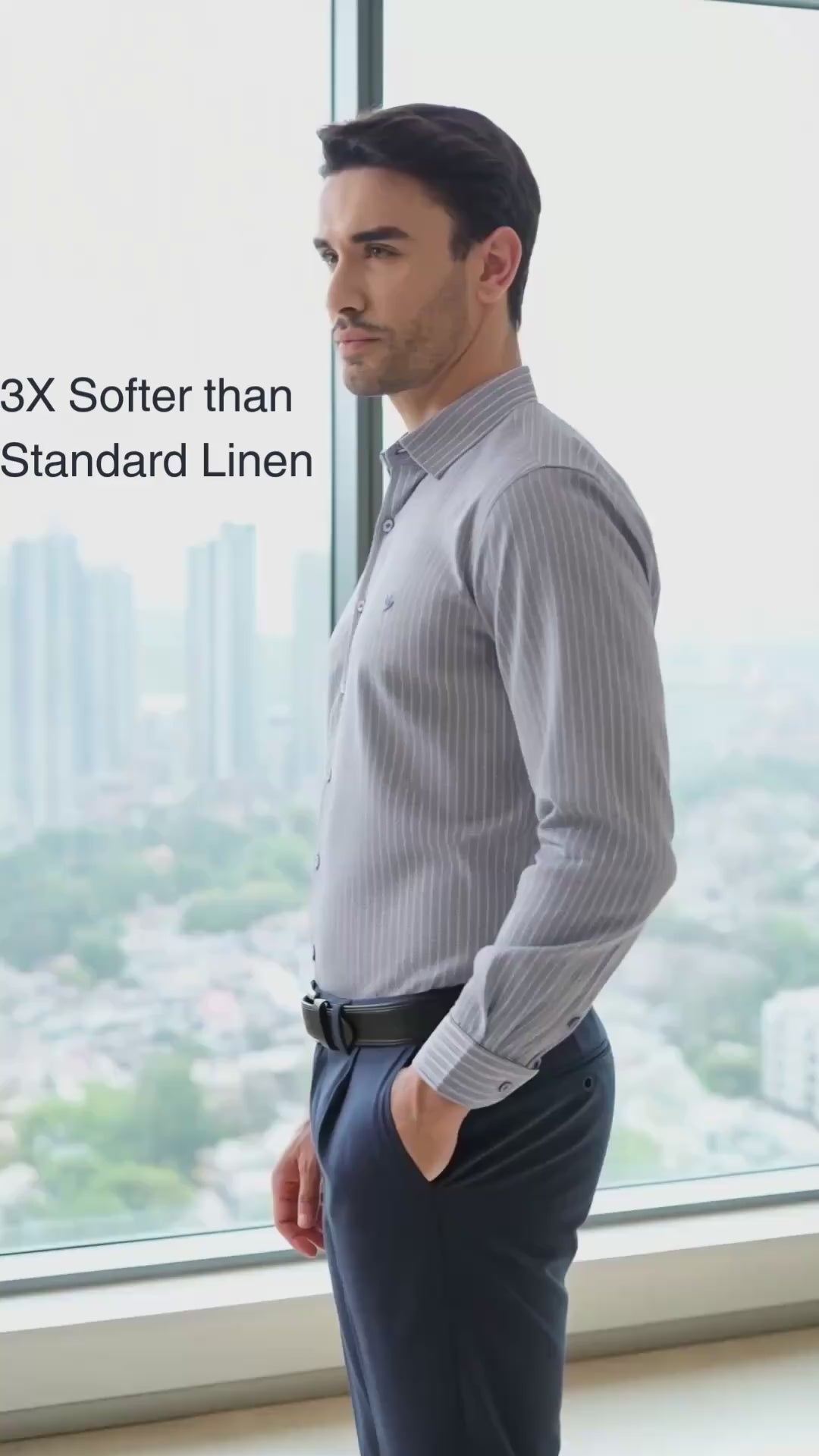 Durable Linen Blend Regular-Fit Casual Shirt - Blue Printed