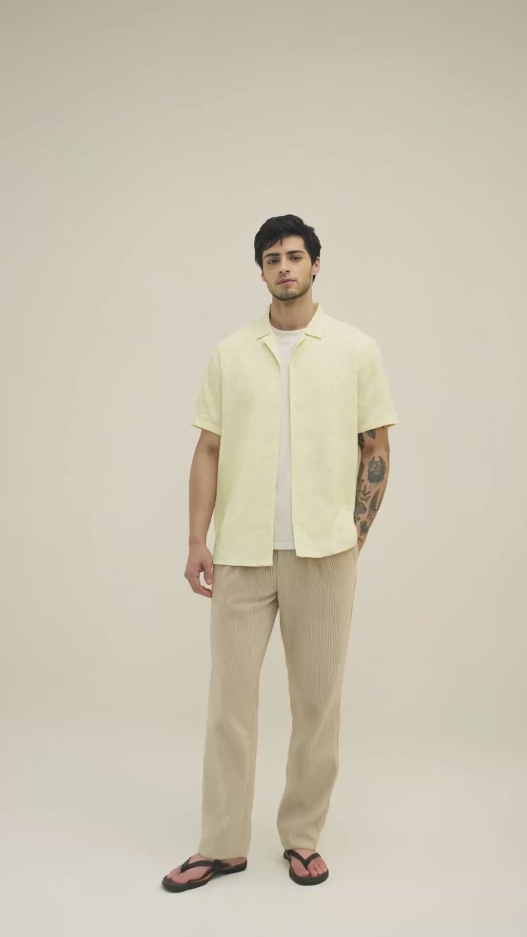 Pure Cotton Regular Embroidered Shirt - Yellow