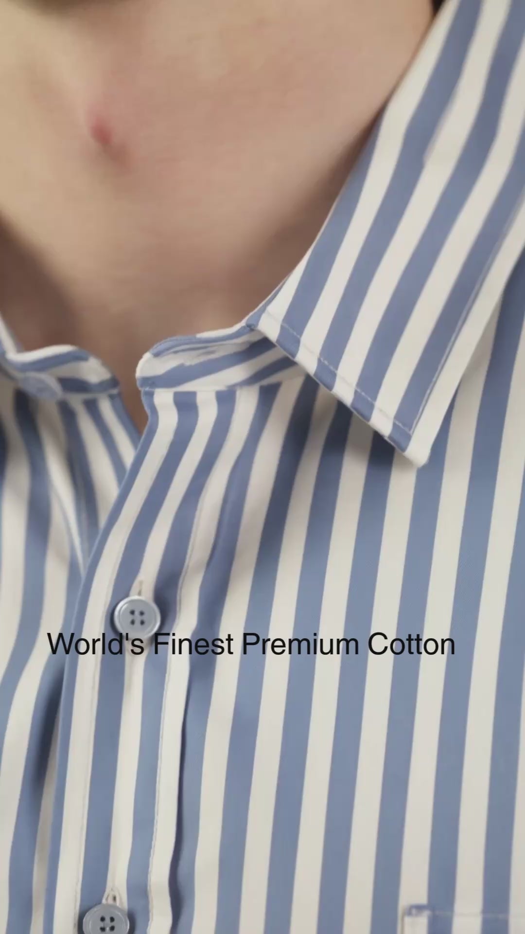 World's Finest Premium Cotton Striped Formal Shirt - Blue Striped